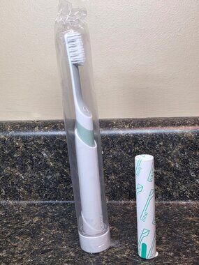 NEW Quip Sonic Electric Toothbrush Sage Green Soft Bristles Travel Cover